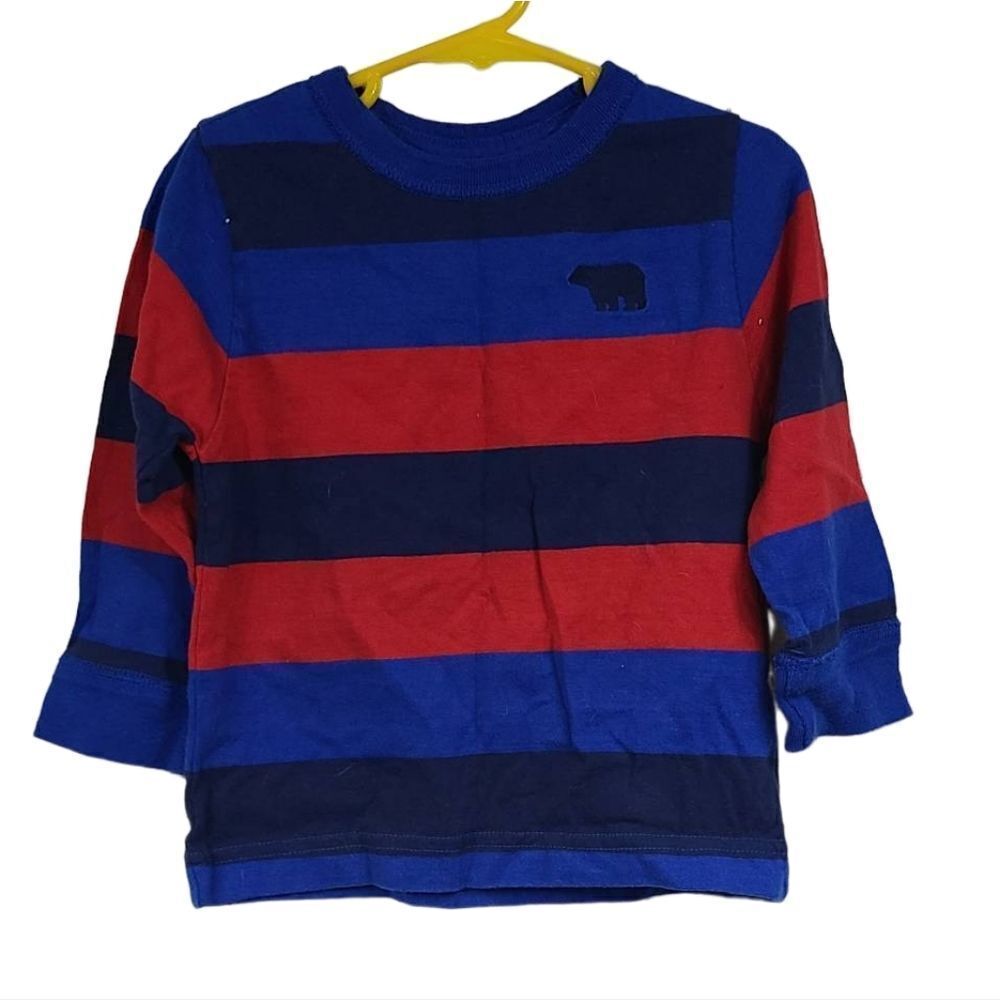 Boys 3T Toddler Blue Striped Long Sleeve Cotton T-Shirt Baby Clothes Shirts Tops